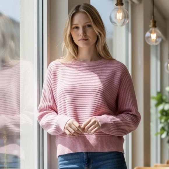 GAP Sweaters - GAP Women's Pink Ribbed 100% Cotton Lightweight Sweater